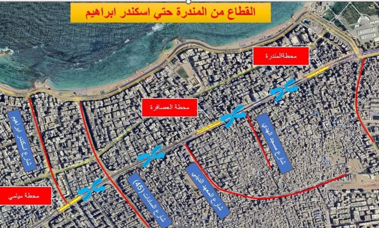 الإسكندرية:-بدء-تنفيذ-فتح-دورانات-جديدة-أسفل-مسار-المترو-لربط-الاتجاهين-القبلي-والبحري
